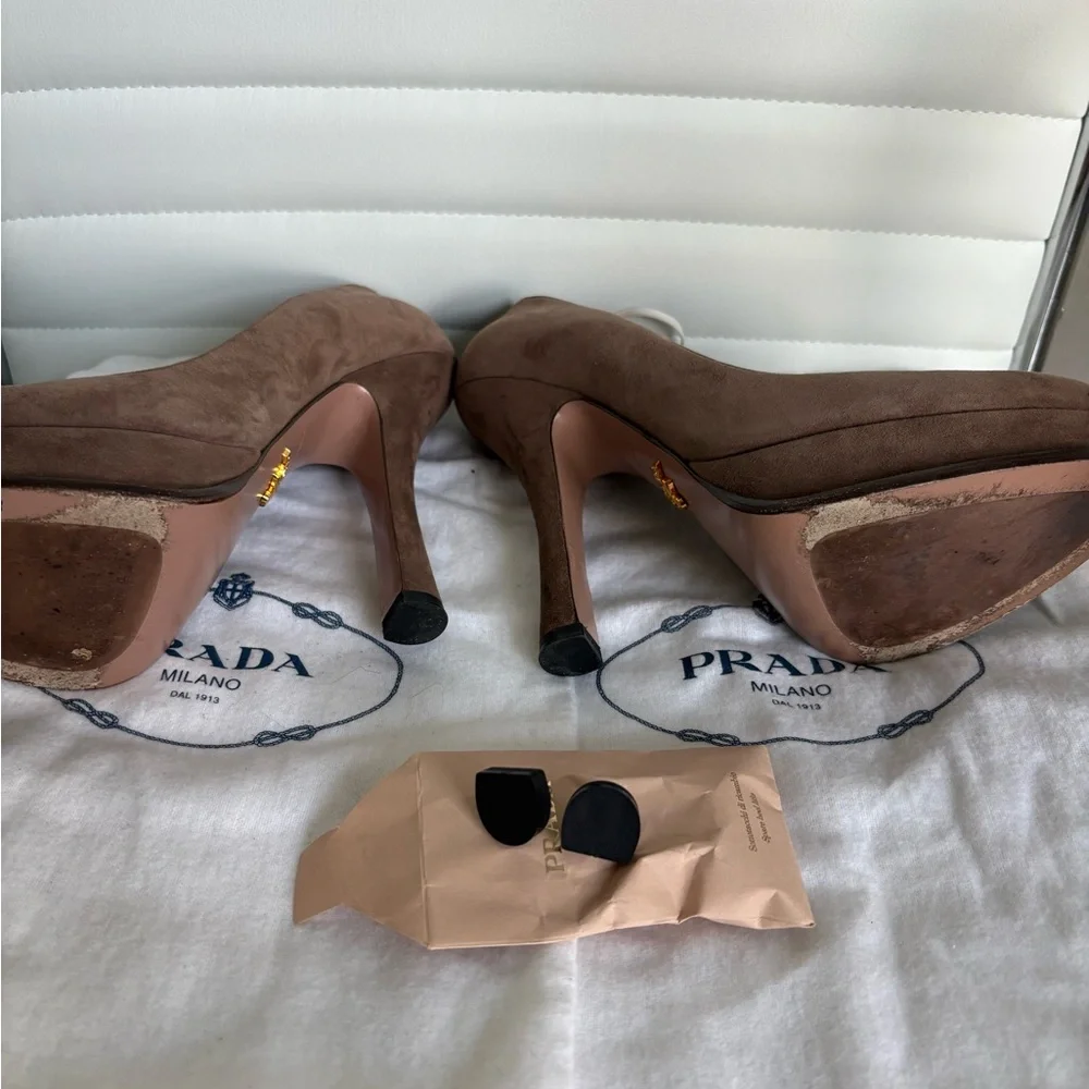 Prada Women's Brown Suede Pumps - Picture 4 of 5